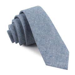 Smoke Blue Slub Linen Skinny Tie