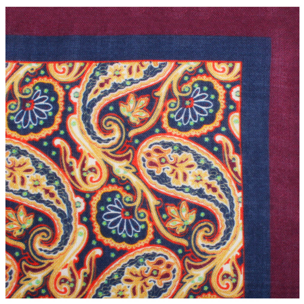 Castellano Paisley Wool Pocket Square Fold