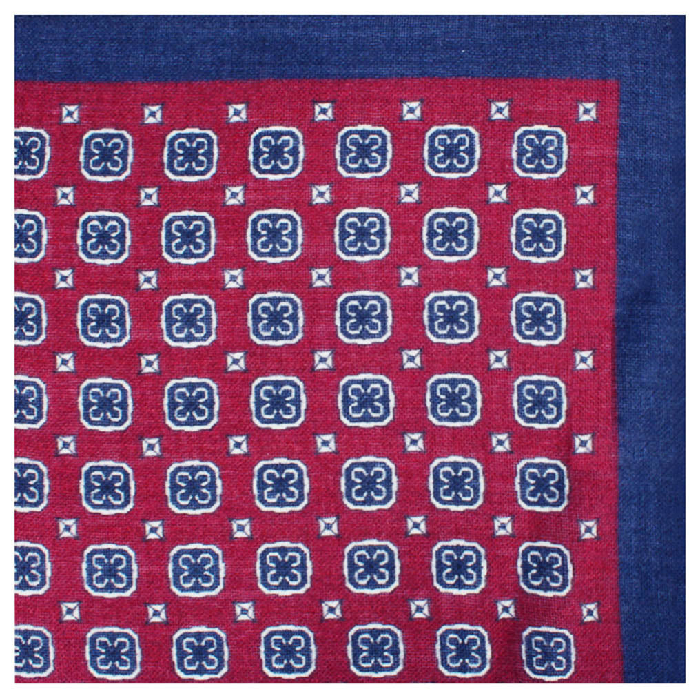 The Old Lion Burgundy Wool Pocket Square Fold
