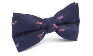 The Navy Blue Pink Flamingo Bow Tie