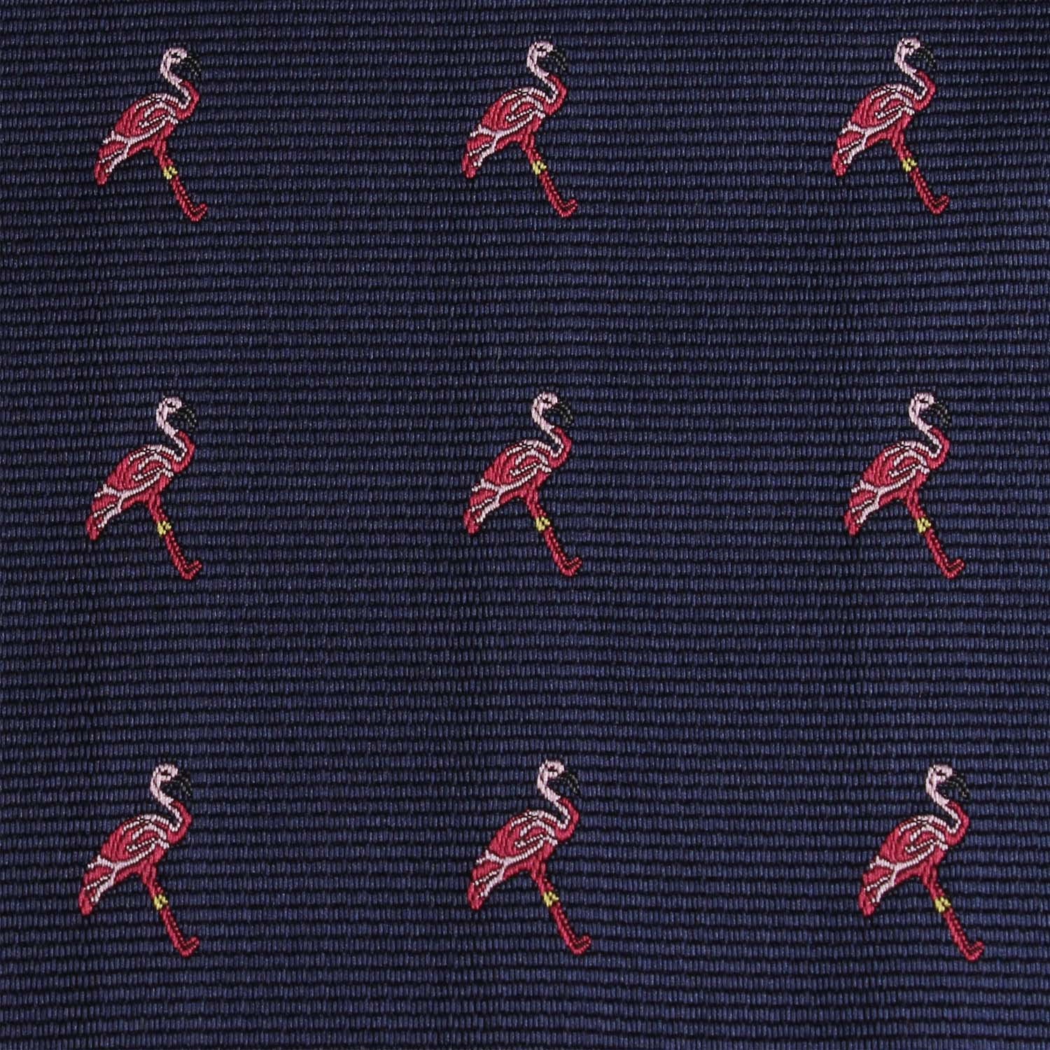 The Navy Blue Pink Flamingo Fabric Pocket Square M107