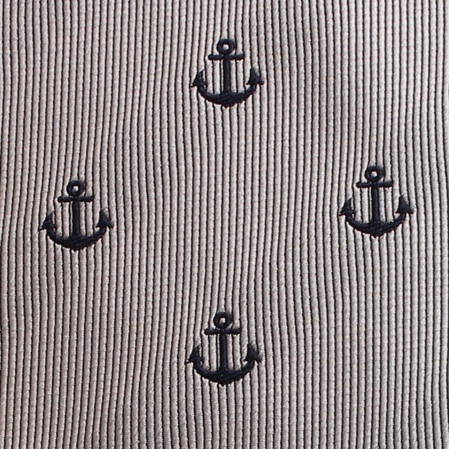 The OTAA Light Grey with Navy Blue Anchors Fabric Bow Tie