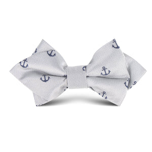 The OTAA Light Grey with Navy Blue Anchors Kids Diamond Bow Tie