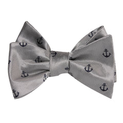 The OTAA Light Grey with Navy Blue Anchors Self Tie Bow Tie 1
