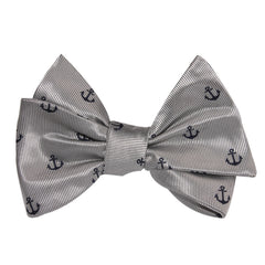 The OTAA Light Grey with Navy Blue Anchors Self Tie Bow Tie 2