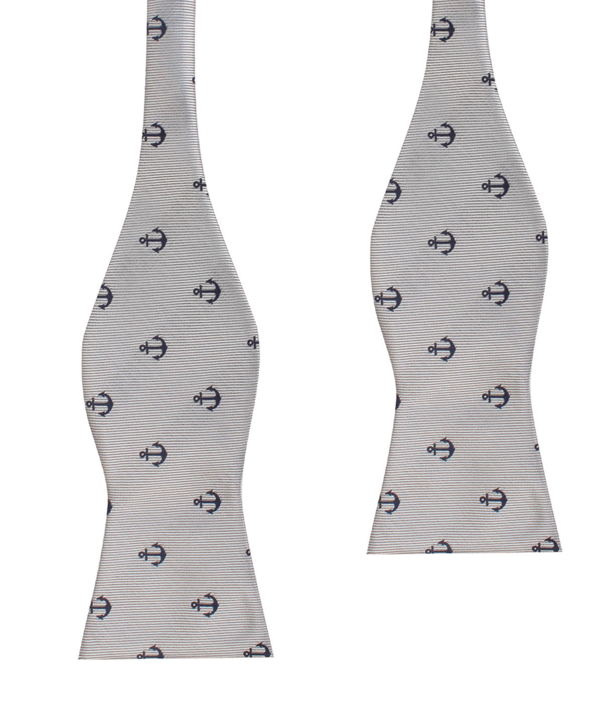 The OTAA Light Grey with Navy Blue Anchors Self Tie Bow Tie