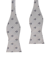 The OTAA Light Grey with Navy Blue Anchors Self Tie Bow Tie