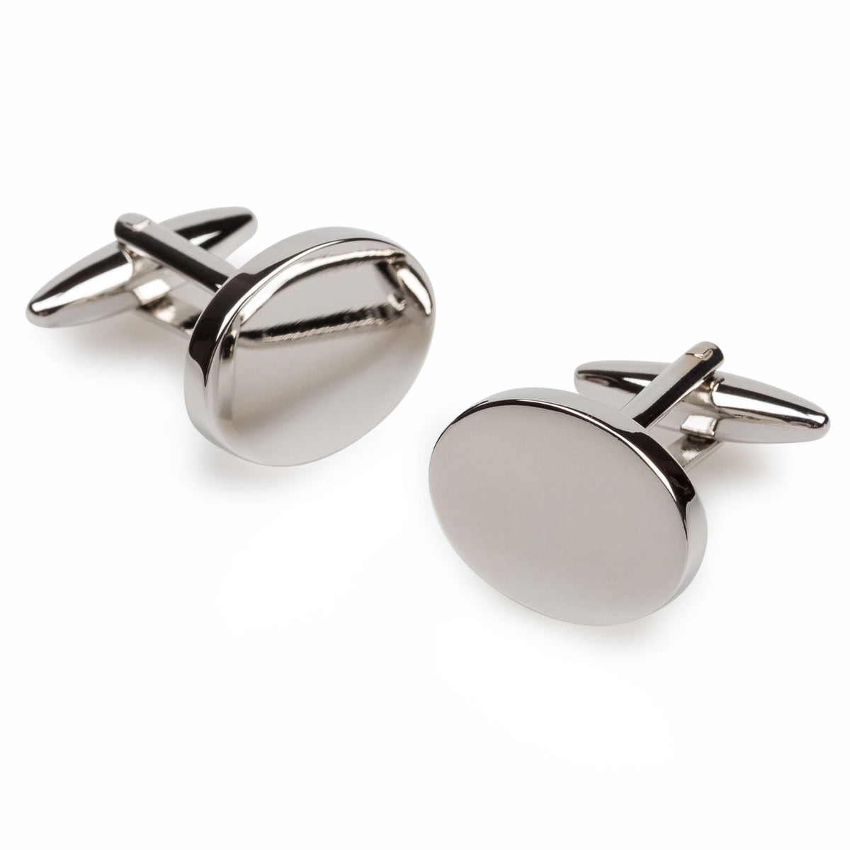 Trent Bridge Silver Oval Cufflinks | Simple Plain Cufflink Mens