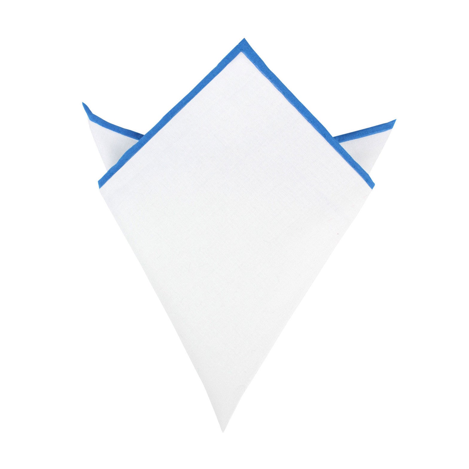 White Cotton Pocket Square with Blue Border 07-WCPS