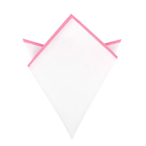 White Cotton Pocket Square with Pink Border