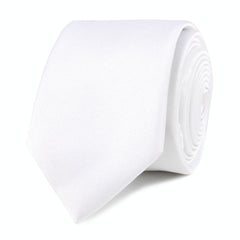 White Satin Skinny Tie Front Roll
