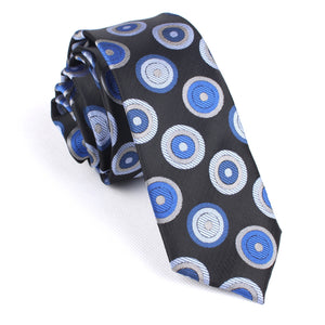 Black with Blue Circle - Skinny Tie