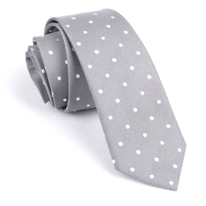 Grey with White Polka Dots - Skinny Tie