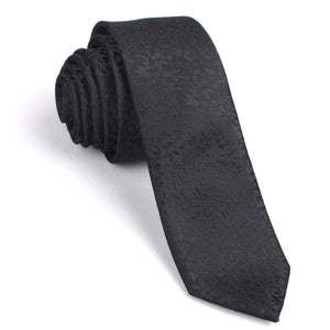Black Floral Pattern - Skinny Tie