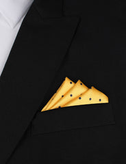 Yellow Pocket Square with Polka Dots Oxygen Three Point Fold