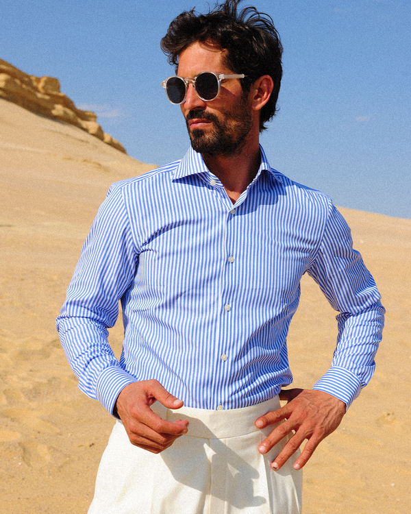 Brentley Blue Stripe Poplin Shirt