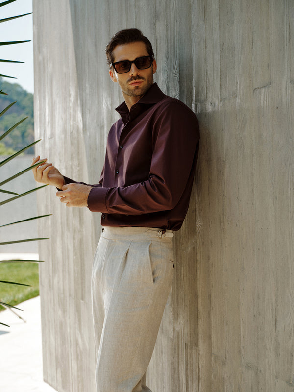 Carlisle Espresso Non-Iron Oxford Shirt