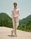 Hawthorne Khaki Easy-Iron Twill Shirt - styled on model, khaki - OTAA