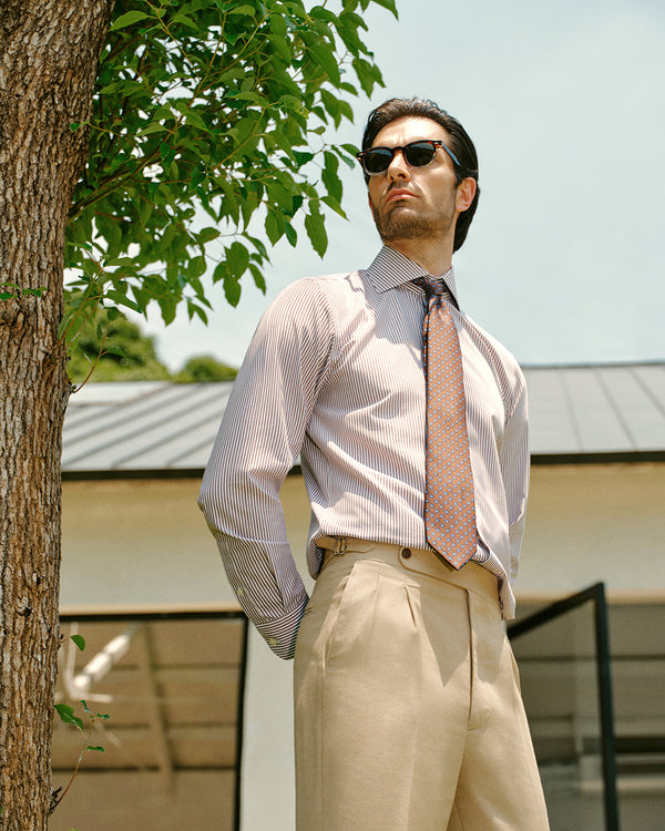 Hartwell Cognac Stripe Non-Iron Poplin Shirt