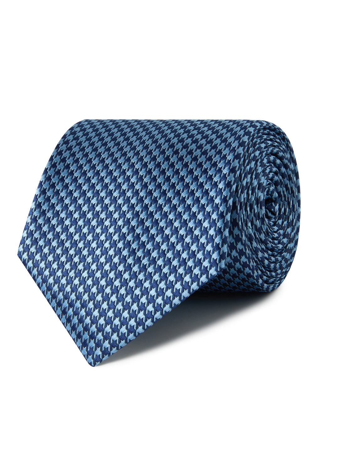Sapphire Houndstooth Necktie - blue houndstooth detail - OTAA
