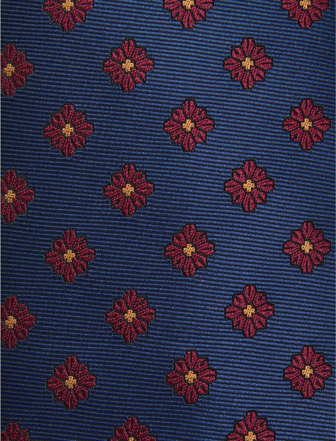 Claret House Necktie - knotted view, burgundy floral - OTAA
