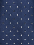 Belmont Cross Necktie - knotted view, navy cross motif - OTAA