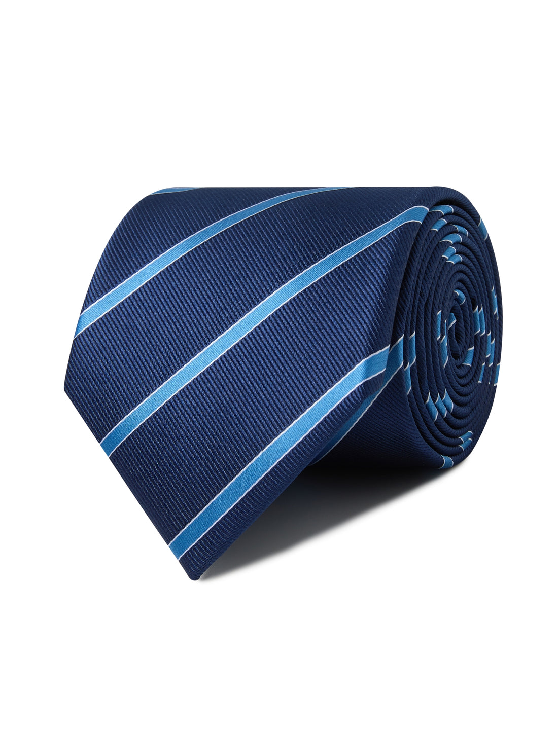 Seaspray Navy Light Blue Stripe Necktie - navy and light blue stripe detail - OTAA