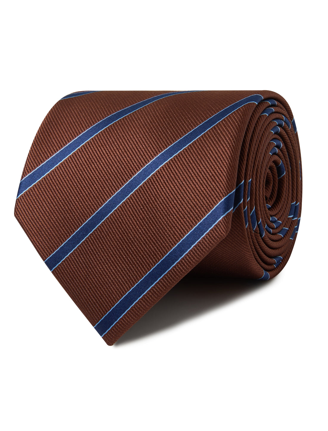 Cedarbrook Hazel Stripe Necktie - brown and navy stripe detail - OTAA