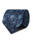 Atlantic Pier Blue Leaves Necktie - blue leaf pattern detail - OTAA