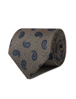 Wheatfield Paisley Necktie - brown and blue paisley detail - OTAA