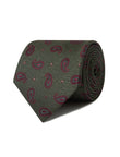 Petrucelli Paisley Necktie - brown and olive paisley detail - OTAA