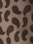 Toffee Teardrop Paisley Necktie - knotted view, light brown paisley - OTAA