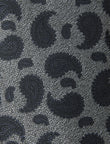 Charcoal Crossing Black Paisley Necktie - knotted view, black paisley - OTAA