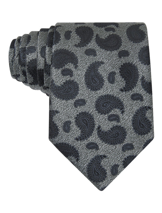 Charcoal Crossing Black Paisley Necktie
