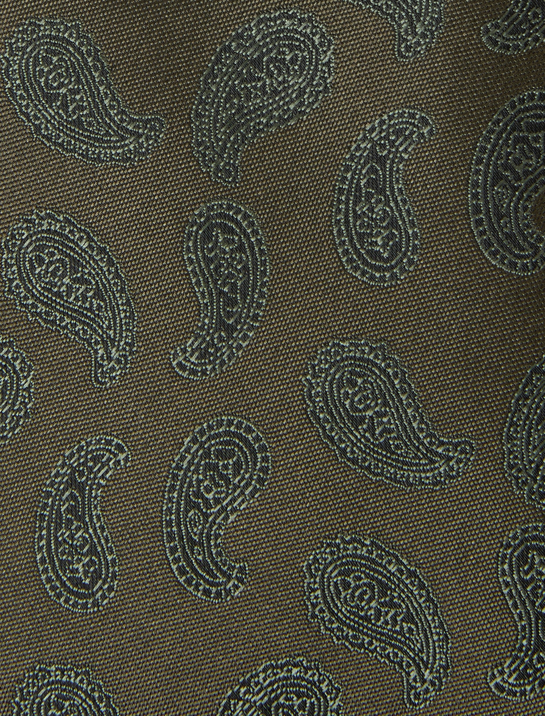 Boulevard Brown Paisley Necktie - knotted view, brown paisley - OTAA