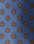 Cobalt Cocoa Flower Necktie - knotted view, blue and brown floral - OTAA