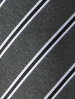 White Stripe Stone Necktie - knotted view, grey and white stripe - OTAA