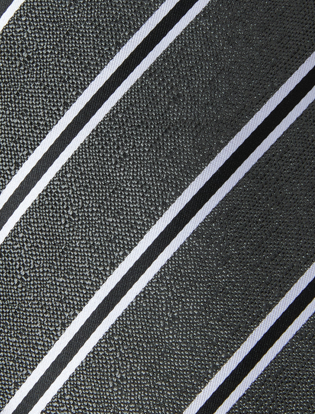 White Stripe Stone Necktie - knotted view, grey and white stripe - OTAA