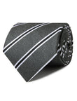 White Stripe Stone Necktie - grey and white stripe detail - OTAA