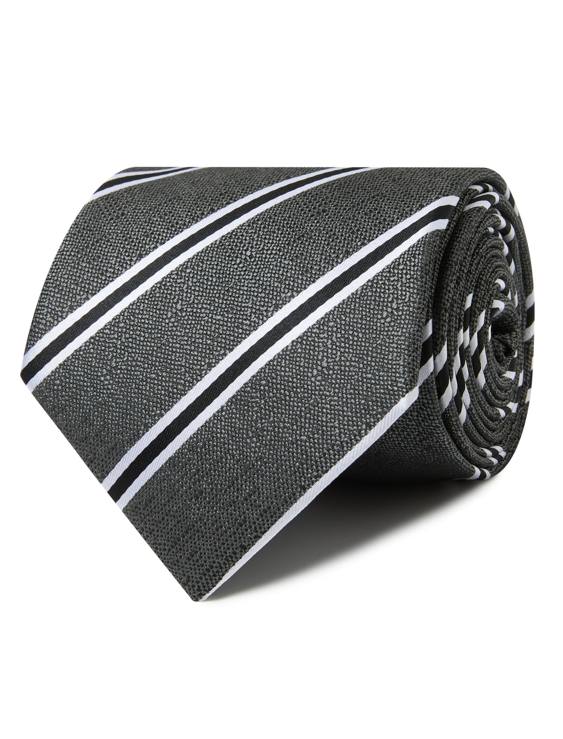 White Stripe Stone Necktie - grey and white stripe detail - OTAA