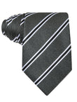 White Stripe Stone Necktie - grey and white stripe tie, 100% microfiber - OTAA