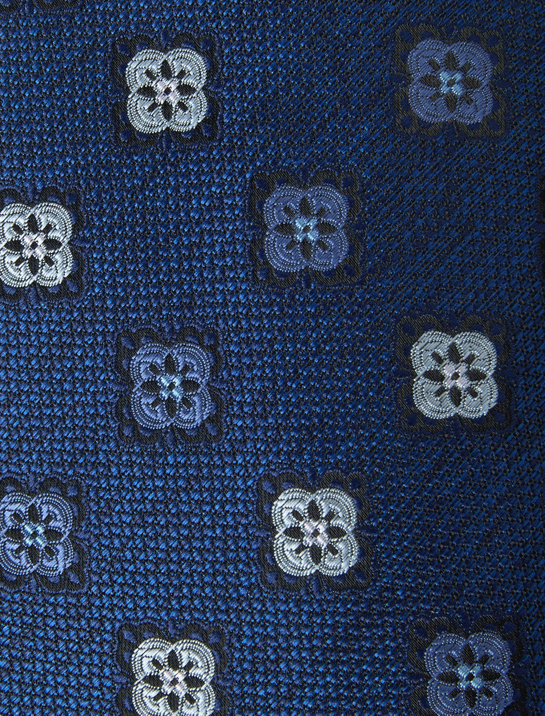 Stoneferry Navy Necktie - knotted view, navy floral - OTAA
