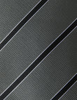Ridgemont Slate Stripe Necktie - knotted view, grey and navy stripe - OTAA