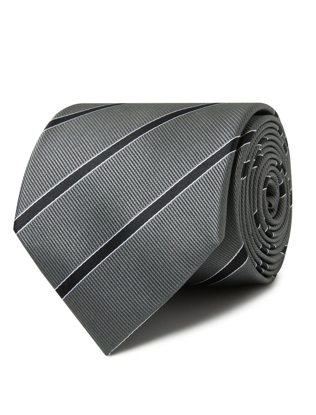 Ridgemont Slate Stripe Necktie - grey and navy stripe detail - OTAA