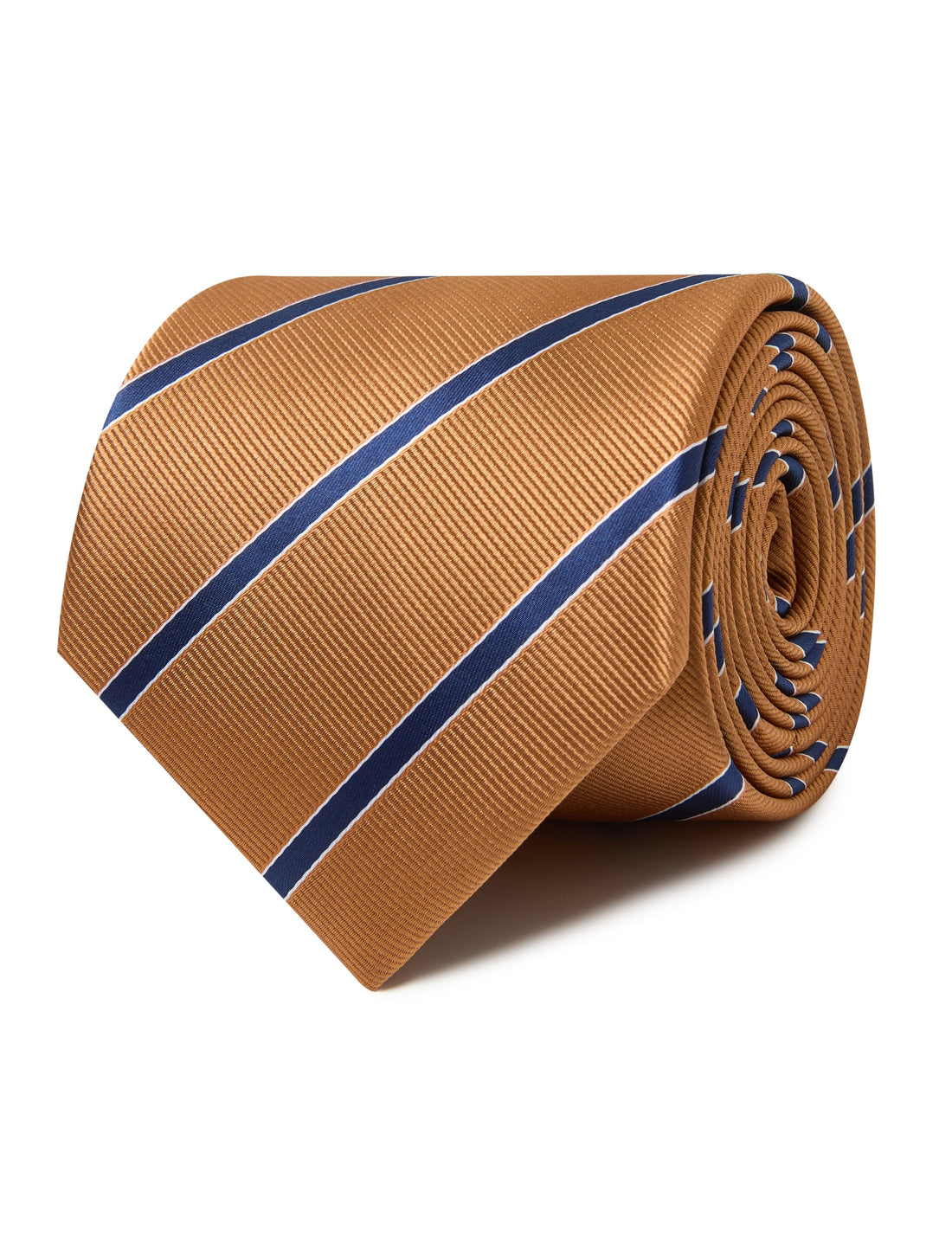 Goldfield Blue Stripe Necktie - navy and gold stripe detail - OTAA