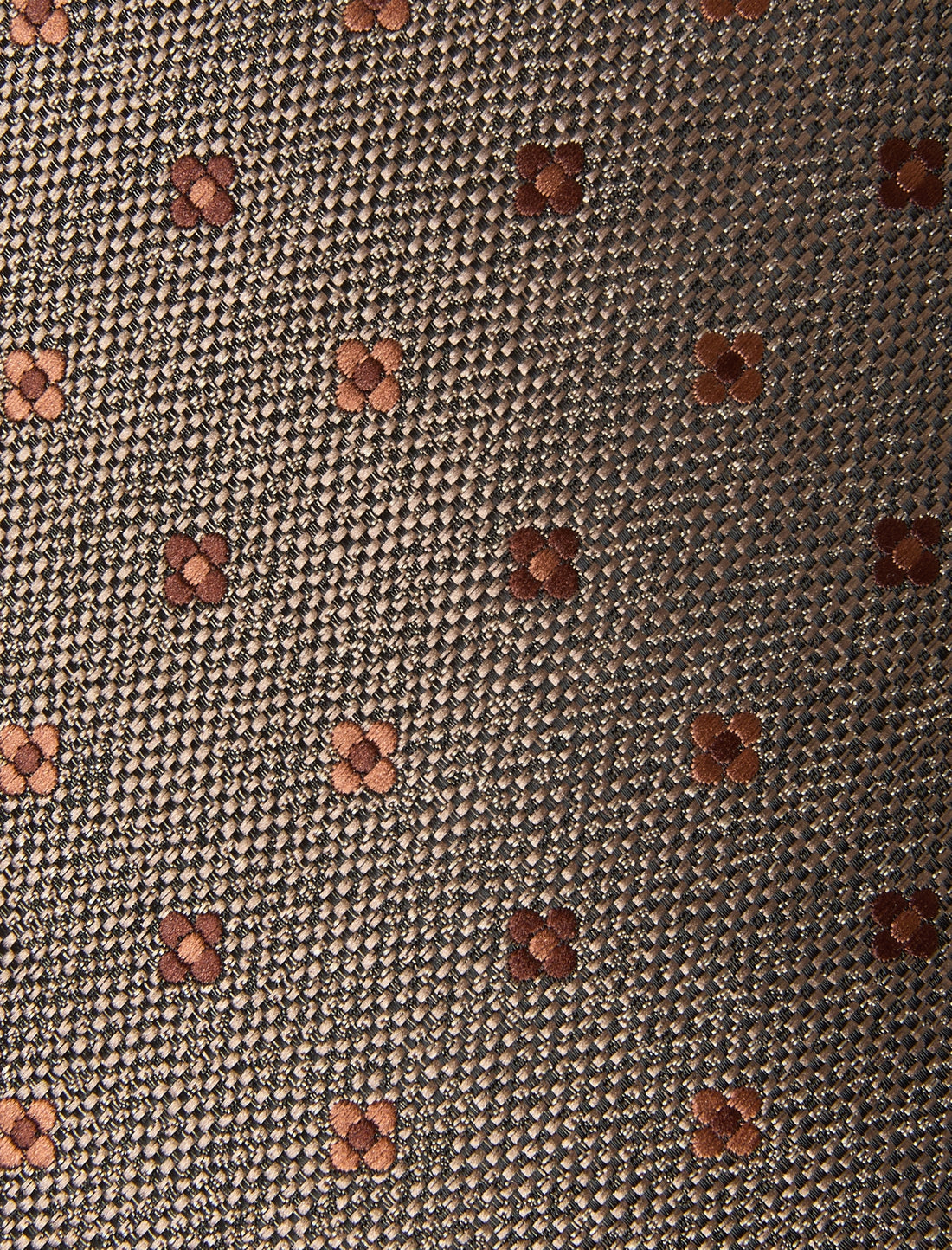 Dunesway Dust Necktie - knotted view, light brown floral - OTAA
