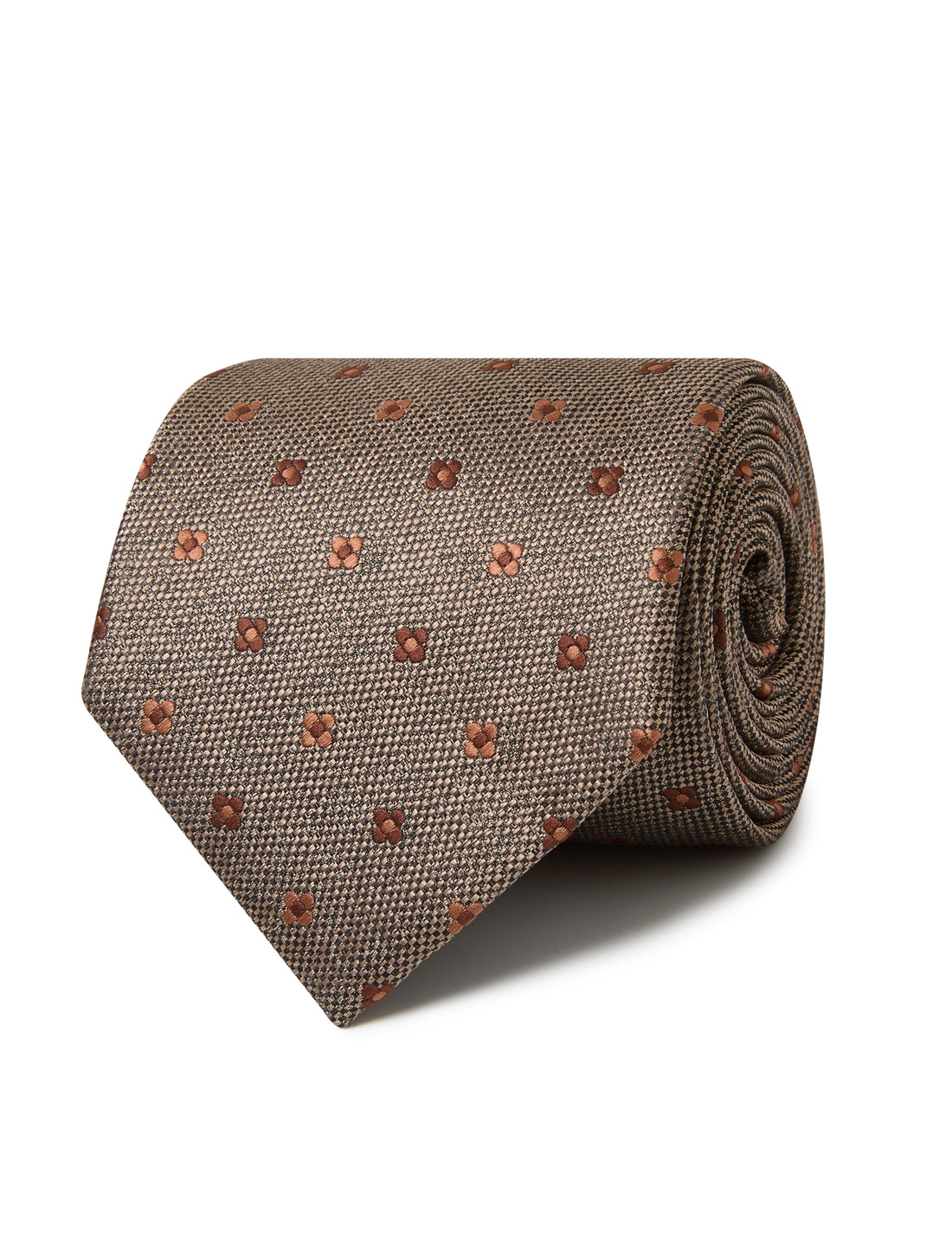 Dunesway Dust Necktie - light brown floral detail - OTAA