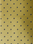 Goldcrest Field Necktie - knotted view, navy and gold pattern - OTAA