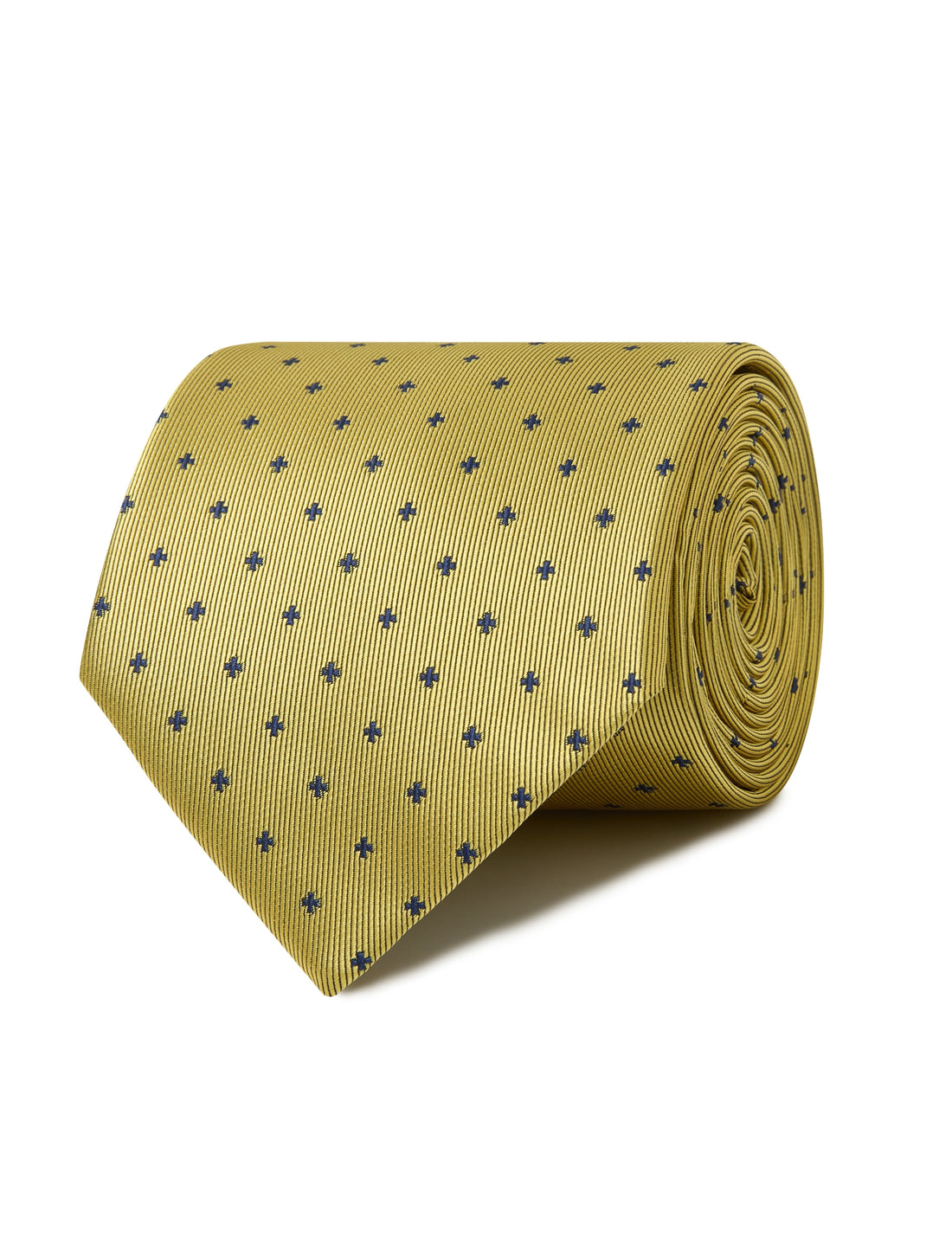Goldcrest Field Necktie - navy and gold pattern detail - OTAA