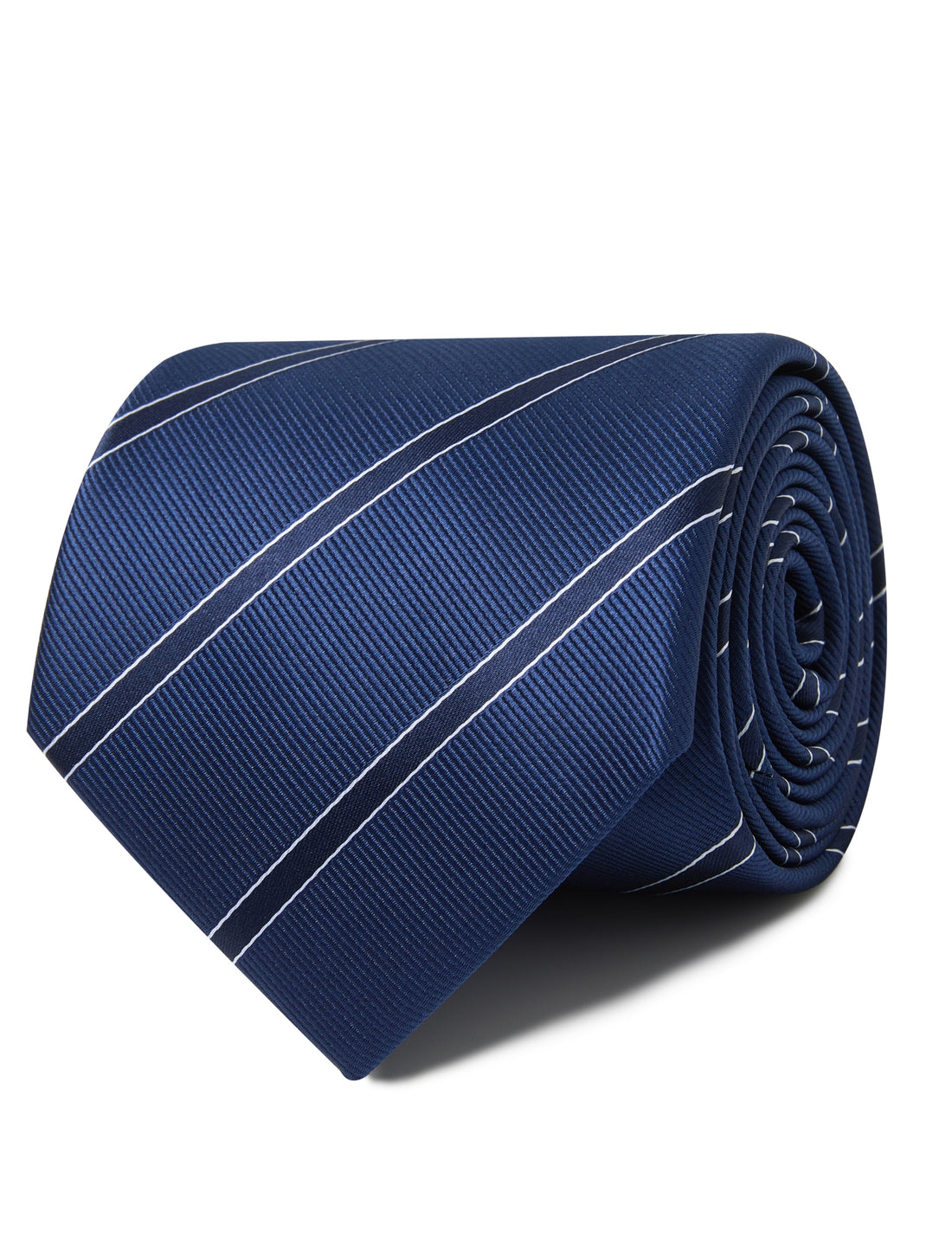 Classic Navy on Blue Stripe Necktie - navy and blue stripe detail - OTAA